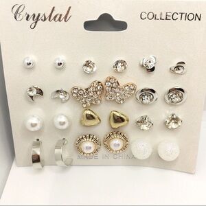EARRINGS CRYSTAL 12 PAIRS PIERCED!!! GREAT…